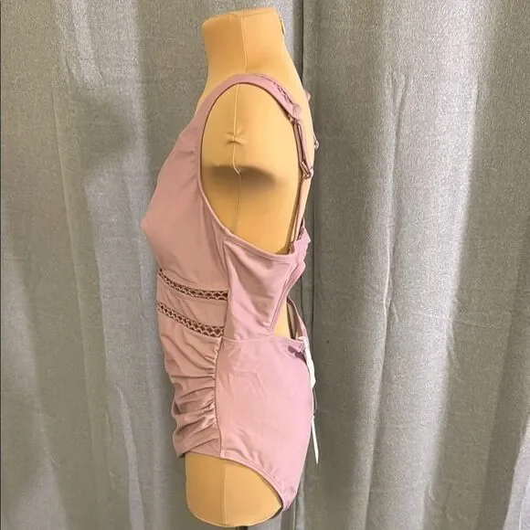 CupShe Pink One-Piece Swimsuit with Lace Details - Picture 5 of 14